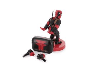EXQUISITE GAMING Deadpool TWS Buds Pro con supporto mini-figurina da 10 cm AURICOLARI WIRELESS, Nero, Rosso