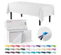 Exquisite Tovaglia in plastica bianca da 137 cm x 900 m, in una scatola tagliata su misura con pratico taglierino. Taglia fino a 36 tovaglie rettangolari usa e getta in plastica da 2,3 m