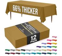 Exquisite Tovaglia rettangolare in plastica di alta qualità, 66% più spessa, 0,5 mm, confezione da 12 tovaglie dorate, 137 x 274 cm, tovaglia usa e getta non si strappa facilmente come le marche