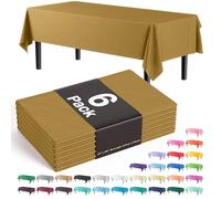 Exquisite Tovaglia rettangolare in plastica di alta qualità, 66% più spessa, 0,5 mm, confezione da 6 tovaglie dorate, 137 x 274 cm, tovaglia usa e getta non si strappa facilmente come le marche