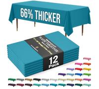 Exquisite Tovaglia rettangolare in plastica di alta qualità, 66% spessa, 0,5 mm, confezione da 12 pezzi, 137 x 274 cm, riutilizzabile, non si strappa facilmente come le marche economiche sottili