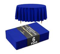 Exquisite Tovaglia rotonda blu scuro di alta qualità, 66% più spessa, 0,5 mm, confezione da 6 tovaglie in plastica rotonda da 213 cm, non si strappa facilmente come le marche economiche e sottili