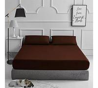 EXQUIZIT HOME® Lenzuolo con angoli con federe, confezione da 2, tinta unita, in percalle di policotone, facile da pulire, 180 fili, morbido e resistente, 50% cotone, 50% poliestere (cioccolato
