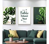 EXQULEG Set di 3 poster da parete, senza cornice, poster di alta qualità, moderni con frasi foglie verdi, set di poster decorativi da parete, per camera da letto, soggiorno (50 x 70 cm)