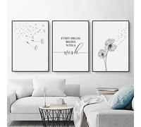 EXQULEG Set di 3 poster moderni su tela, con dente di leone, motivo floreale astratto, per il soggiorno, senza cornice (50 x 70 cm)