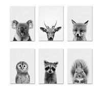 EXQULEG Set di 6 poster per bambini, a tema animali, per la cameretta dei bambini, poster da parete, poster A4, senza cornice, poster da parete per ragazzi e ragazze