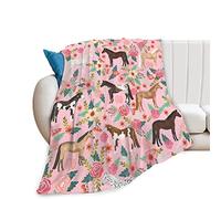 exroozy Coperta per cavalli, regalo per ragazze e donne, con simpatici cavalli, coperta in pile di flanella, morbida, leggera, per gli amanti dei cavalli, decorazione per letto e divano, 127 x 101,6