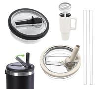 Exsbtay 2 Pezzi Sostituzione Del Coperchio Della Tazza Compatibile con Stanley Cup, Coperchi per Stanley Cup 40oz, Accessori per Stanley Cup Include 2 Cannucce Staccabili, Beige