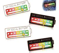 Exsbtay 4 Pezzi My Social Battery Pin, Spilla Divertente per l'umore Sociale per 7 Giorni, Spille D'umore Interattive, Spille Divertenti, Gioielli, Decorazione, Spilla, Metallo