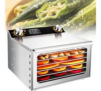 EXSHUING Essiccatore Elettrico Per Alimenti Professionale Con Timer 12 Ore, Controllo Della Temperatura 30-90 °C, In Acciaio Inossidabile, Per Frutta, Carne Essiccata, Erbe Aromatiche(6 Trays)