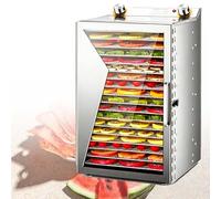 EXSHUING Essiccatore Per Alimenti, 800 W, Flusso D'aria A 360°, 6/8/12/18 Vassoi, Timer 0-12 Ore, 35-90 °C, Per Frutta, Verdura, Carne Essiccata, Erbe Aromatiche, Acciaio Inossidabile(18 Trays)