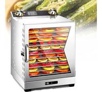 EXSHUING Essiccatore Per Alimenti In Acciaio Inox Con Timer Digitale, Potenza 800 W, Essiccatore Per Frutta, Ampi Vassoi Per Frutta Essiccata, Verdura, Erbe Aromatiche, Carne E Snack(12 Trays)