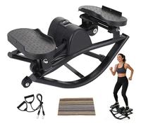 EXSHUING Lateral Rock Cardio, Stepper A Basso Impatto Con Display Lcd Per Ufficio, Allena Gambe, Glutei E Core, Include Tappetino Antiscivolo E Corda Di Resistenza, Peso Massimo 120 Kg(Black)