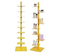 EXSHUING Libreria a torre girevole in metallo, libreria a torre girevole a 9 ripiani con base 39x39 cm, contenitore multifunzionale per libri e piante, struttura in acciaio al carbonio(Yellow)