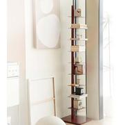 EXSHUING Libreria a torre girevole in metallo, libreria a torre girevole a 9 ripiani con base 39x39 cm, contenitore multifunzionale per libri e piante, struttura in acciaio al carbonio(Brown)