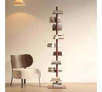 EXSHUING Libreria a torre girevole, libreria in metallo a 9 ripiani girevole a 360 gradi, scaffale angolare salvaspazio per soggiorno, ufficio, resistente con base da 39,5x39,5 cm(Brown)