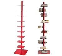 EXSHUING Libreria a torre girevole, libreria in metallo a 9 ripiani girevole a 360 gradi, scaffale angolare salvaspazio per soggiorno, ufficio, resistente con base da 39,5x39,5 cm(Red)
