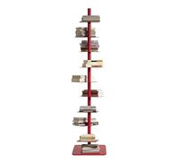 EXSHUING Libreria a torre in metallo con dorso a 9 ripiani, scaffale verticale a sc-ala con esposizione girevole a 360°, libreria invisibile in acciaio al carbonio, libreria alta e stretta(Red)