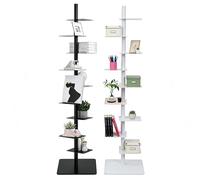 EXSHUING Libreria girevole a 9 ripiani, torre verticale con dorso, angoli regolabili, torre per libri Spine, organizer in metallo, scaffale angolare per soggiorno, ufficio, camera da(White)