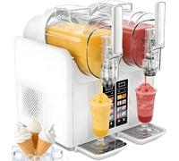 EXSHUING Macchina Per Granite, Doppia Vaschetta Da 2l/0,53 Gal, 430w, Macchina Per Granite Professionale, 7 In 1 Per Bevande Fredde E Gelato Soft, Con Autopulizia E Pannello Touch Led, Casa(White)