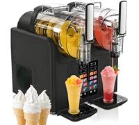EXSHUING Macchina Per Granite, Doppia Vaschetta Da 2l/0,53 Gal, 430w, Macchina Per Granite Professionale, 7 In 1 Per Bevande Fredde E Gelato Soft, Con Autopulizia E Pannello Touch Led, Casa(Black)