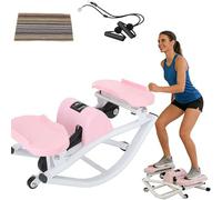EXSHUING Mini Rock Stepper, Stepper Laterale Con Display Digitale, Ideale Per Piccoli Spazi, Appartamenti, Kit Completo Incluso, Capacità Stabile Di 120 Kg, Allenamento Di 10-15 Minuti(Pink)
