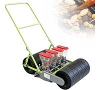 EXSHUING Seminatrice Manuale A Spinta per Ortaggi, con Tramoggia da 2 Litri E Chiusure in Metallo, Adatta per Oltre 40 varietà, profondità di Semina 0-5 Cm, Anche Come Spandiconcime(4-Row)