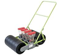 EXSHUING Seminatrice Manuale A Spinta per Orto, Seminatrice A File per Orti, Terrazze, Pendii E Piccole Aziende Agricole, Tramoggia da 2 Litri per Fi-la, Distanza tra Le File 7-44 Cm(4-Row)