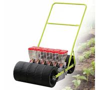 EXSHUING Seminatrice Manuale A Spinta per Orto Terrazzato Seminatrice Manuale per Ortaggi, Interfila Regolabile 7-44 Cm, Tramoggia da 2 Litri, Semina di Oltre 40 Colture, per Fagioli E Car-ote(6-Row)