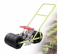EXSHUING Seminatrice Manuale A Spinta per Orto Terrazzato Seminatrice Manuale per Ortaggi, Interfila Regolabile 7-44 Cm, Tramoggia da 2 Litri, Semina di Oltre 40 Colture, per Fagioli E Car-ote(3-Row)