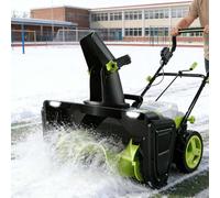 EXSHUING Spazzaneve Elettrico Con Luci A Led, Spazzaneve A Batteria Per Vialetti, Motore Brushless Da 3500 W, Larghezza Di Lavoro 50 Cm E Gittata 7,6 M, Include 2 Batterie