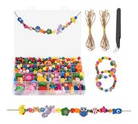 Exsink 400 Perline di legno colorate,Bambini Perline,Set Bracciali DIY Giocattoli,per Braccialetti Bambini Fai Da Te,per bracciali,collane
