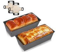 Exsink Set 2 Pezzi Stampo Per Toast E Pane, Stampo Rettangolare In Cassetta 26x11.5x7.5CM Acciaio Al Carbonio Antiaderente Multiuso, Con 2 Tappeti In Silicone Per Forno E Fai Da Te