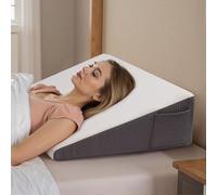 Exsnugy Cuscino a cuneo triangolare rialzato da 19 cm, per alleviare il reflusso acido, per dormire, post chirurgia, sollievo dal mal di schiena, russare, in morbida memory foam e fodera lavabile e