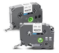 Exsun 2x Nastro per Etichette da 12 mm 0,47'' Compatibile con Brother TZe-231 TZe231 TZ231 TZC231 Nastro per Etichette P-touch PT-H105 H107 E100 D600 H100R H110 H101C H100LB H200 D400 Nero su Bianco