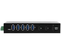 EX-12297HMS - Hub in metallo a 7 porte USB 3.2 Gen 2 x 1 con 2 porte USB-C e 5 porte USB-A 3.2 Gen 1, per tavolo, parete e DIN Rail, incluso alimentatore di rete 12 V/5 A