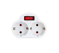 Exta - Spina con interruttore Schuko connettore | 2 strati di spina doppia bianca, connettore doppio verticale (1)