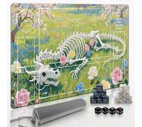 Extalas MTG - Tappetino da gioco TCG, include borsa portaoggetti e 16 dadi di alta qualità e bordo bloccante, tappetino impermeabile e antiscivolo, tappetino da gioco con ossa di drago e fiori marini