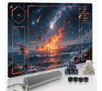 Extalas MTG - Tappetino da gioco TCG, include tubo di stoccaggio e 7 dadi di alta qualità e bordo bloccabile, impermeabile e antiscivolo, tappetino da gioco con paesaggio fluviale incandescente