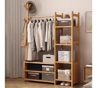 Extarvan Appendiabiti Multifunzionale in Legno,Armadio Aperto Bamboo con Cassetti,Stand Appendiabiti da Terras,salvaspazio,Elegante Organizer,con 4 Ripiani,per Vestiti,Cappelli,Borse e Scatola