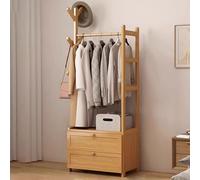 Extarvan Appendiabiti Multifunzionale in Legno,Armadio Aperto Bamboo con Cassetti,Stand Appendiabiti da Terras,salvaspazio,Elegante Organizer,con 4 Ripiani,per Vestiti,Cappelli,Borse e Scatola