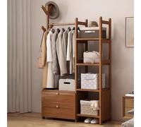 Extarvan Appendiabiti Multifunzionale in Legno,Armadio Aperto Bamboo con Cassetti,Stand Appendiabiti da Terras,salvaspazio,Elegante Organizer,con 4 Ripiani,per Vestiti,Cappelli,Borse e Scatola