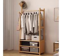 Extarvan Appendiabiti Multifunzionale in Legno,Armadio Aperto Bamboo con Cassetti,Stand Appendiabiti da Terras,salvaspazio,Elegante Organizer,con 4 Ripiani,per Vestiti,Cappelli,Borse e Scatola