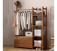 Extarvan Appendiabiti Multifunzionale in Legno,Armadio Aperto Bamboo con Cassetti,Stand Appendiabiti da Terras,salvaspazio,Elegante Organizer,con 4 Ripiani,per Vestiti,Cappelli,Borse e Scatola