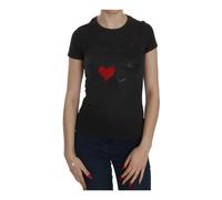 Exte - Blusa con stampa cuori neri girocollo - - Tops - Donna - Nero - S