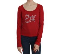 Exte Red Crystal Embellished Long Sleeve Blouse - IT42|M