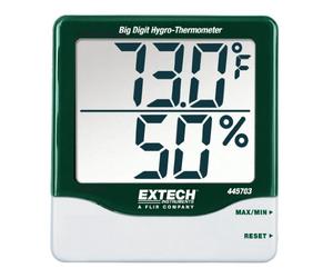 Extech 445703 Misuratore di umidità e temperatura per interni a cifre grandi, termometro igrometro digitale con min/max e allarme per casa, ufficio, serra, cameretta per bambini