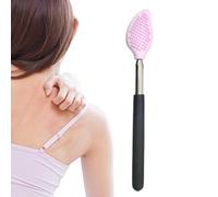 Extendable Back Scratcher, Silicone Brush Telescoping Body Scratcher, Portable Massage Tool, Stainless Steel Handle, Body Scrubber for Kids and Adults, Relaxation Aid