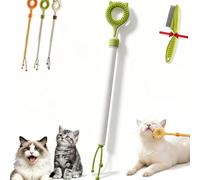 Extendable Cat Scratcher Wand for Playtime, Gropoming & Massage, Cat Grooming Scratcher Tool, Cats Scratching Brush with Extendable Telescopic Handle, for Home, Playtime, Relaxation (Green)