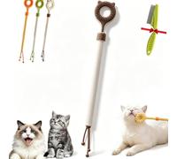 Extendable Cat Scratcher Wand for Playtime, Gropoming & Massage, Cat Grooming Scratcher Tool, Cats Scratching Brush with Extendable Telescopic Handle, for Home, Playtime, Relaxation (Brown)